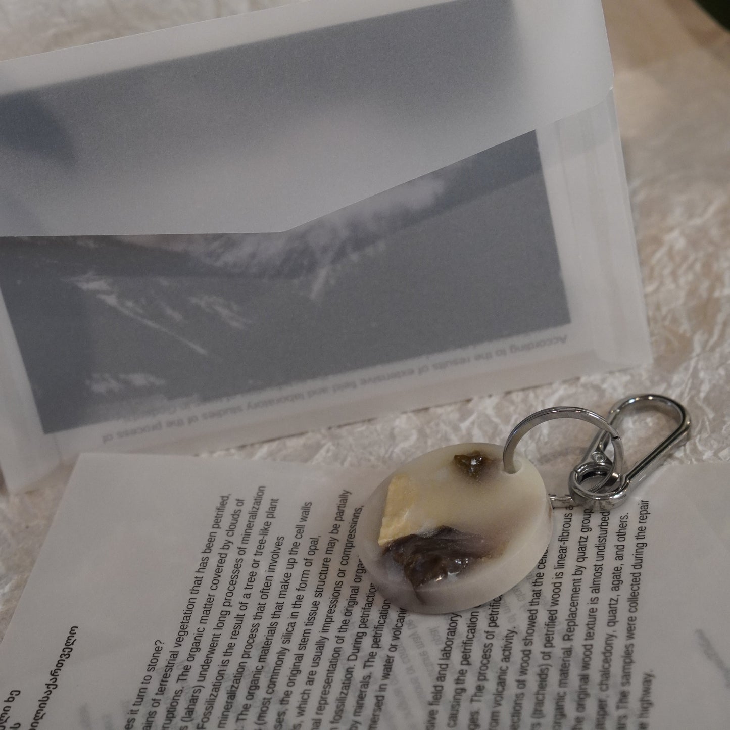 Keychain with petrified wood | A_FLOW