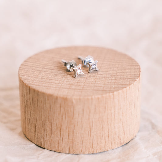 Studs earrings “Stars with stones” | PURE JEWELRY