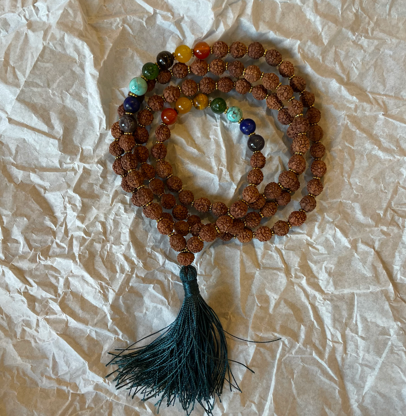 7 Chakra Rudraksha and Stone mala