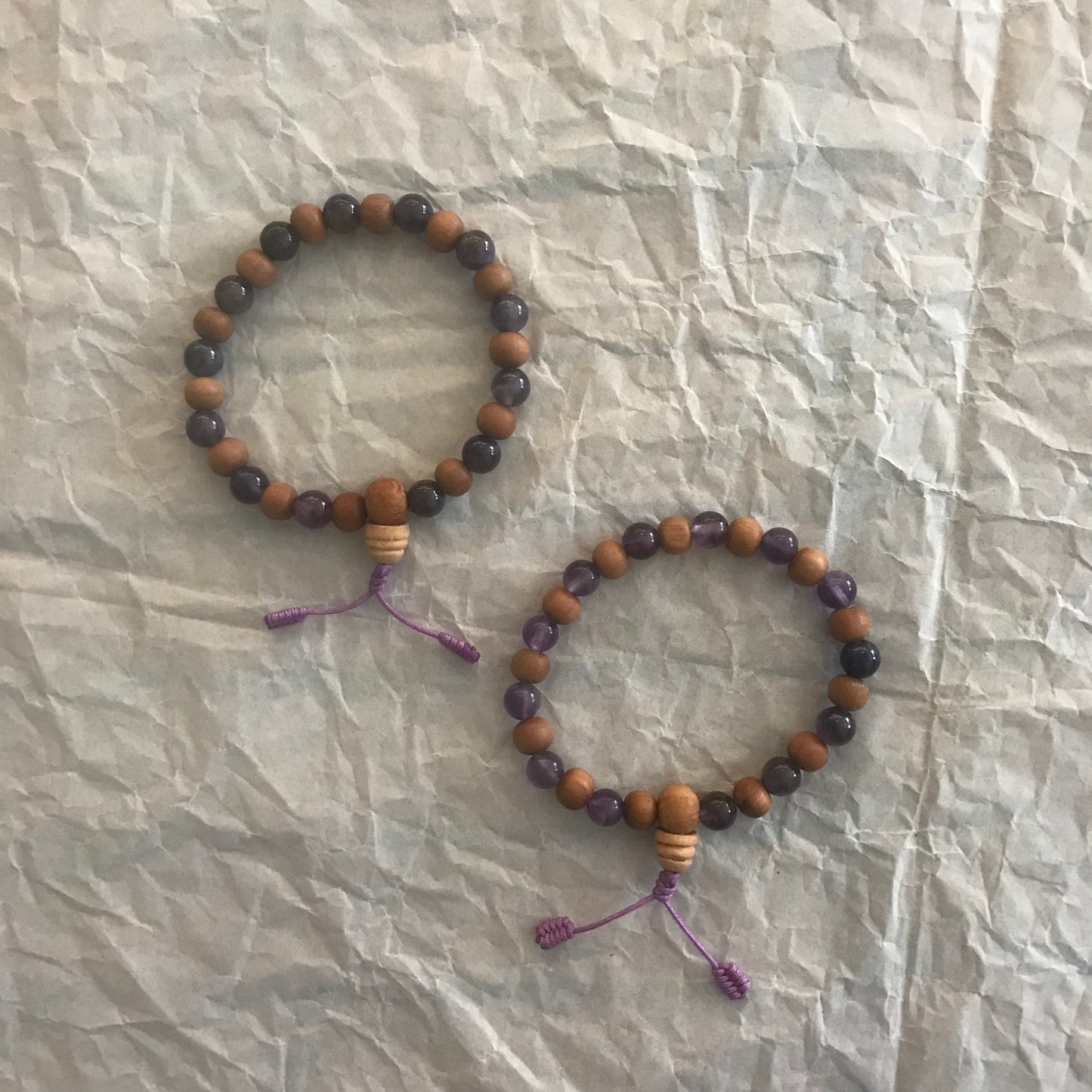 Amethyst & Sandalwood wrist Mala
