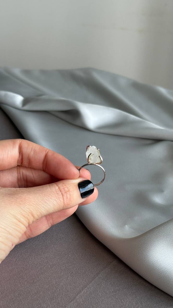 silver ring with raw stone |PURE| jewelry