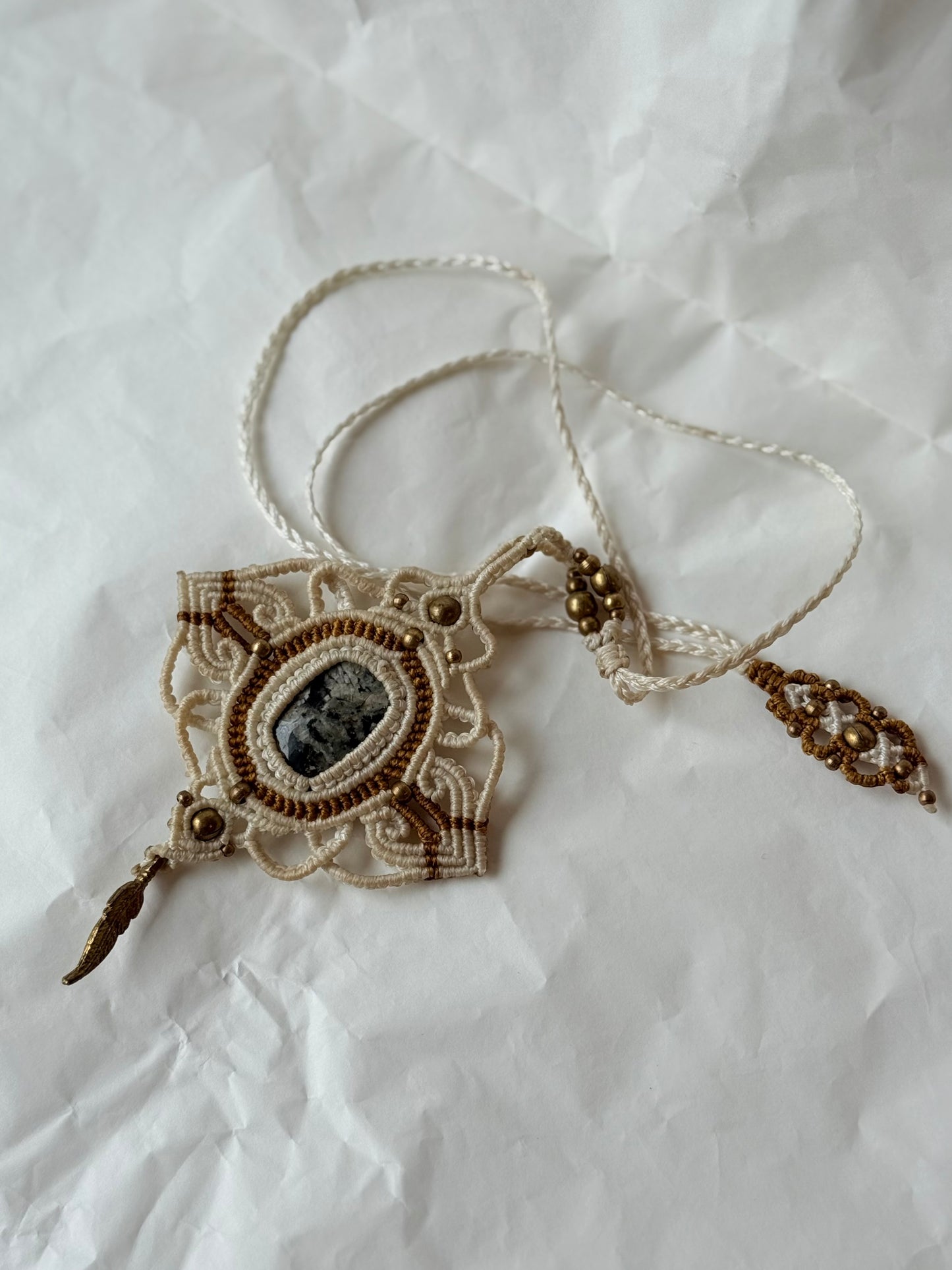 Macrame Necklace with natural stones | Hand made