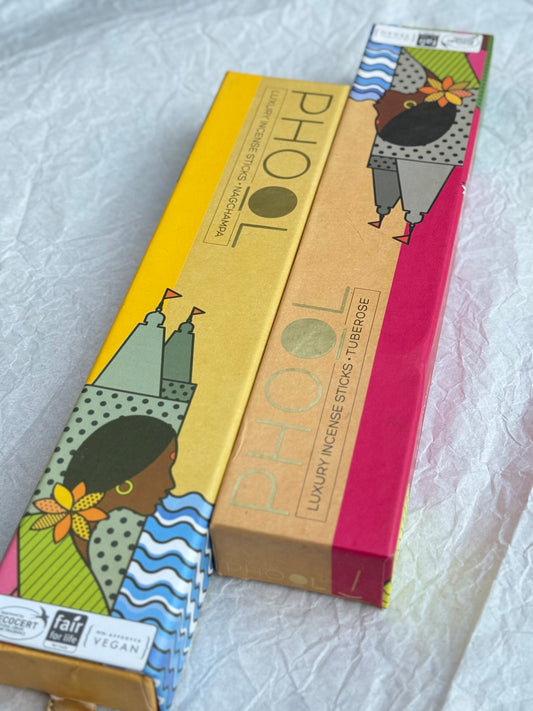 Luxury incense sticks set with wooden holder |PHOOL|