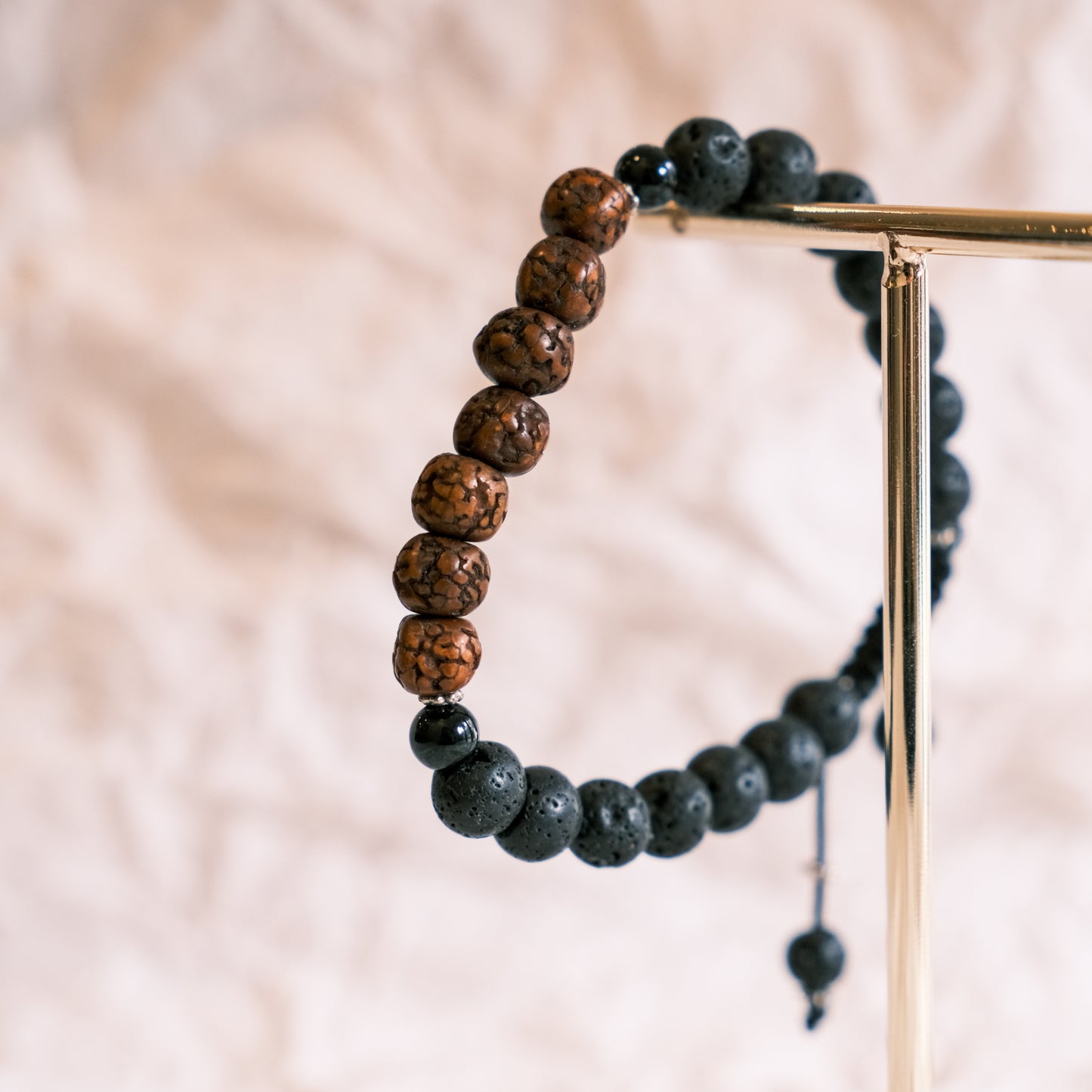 Lava Rock & Rudraksha wrist mala bracelet