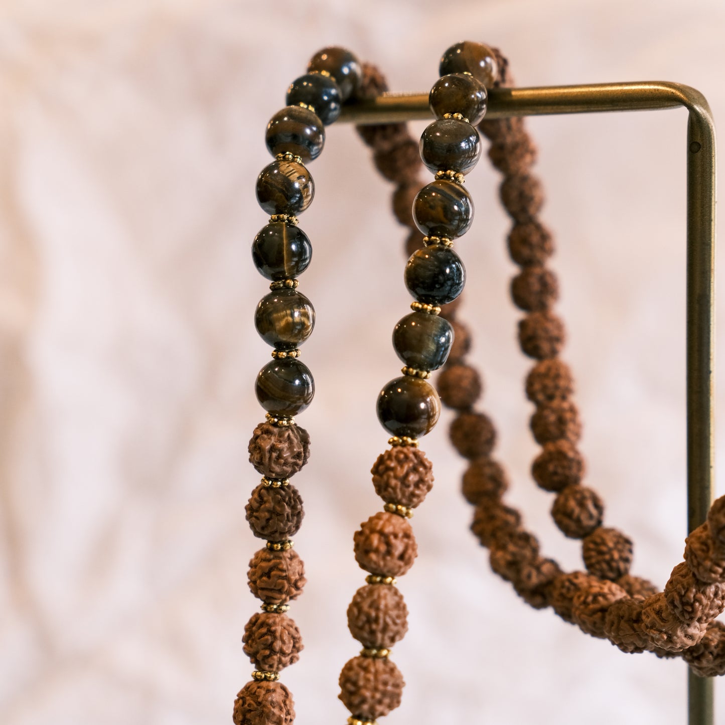 Rudraksha mala with labradorite