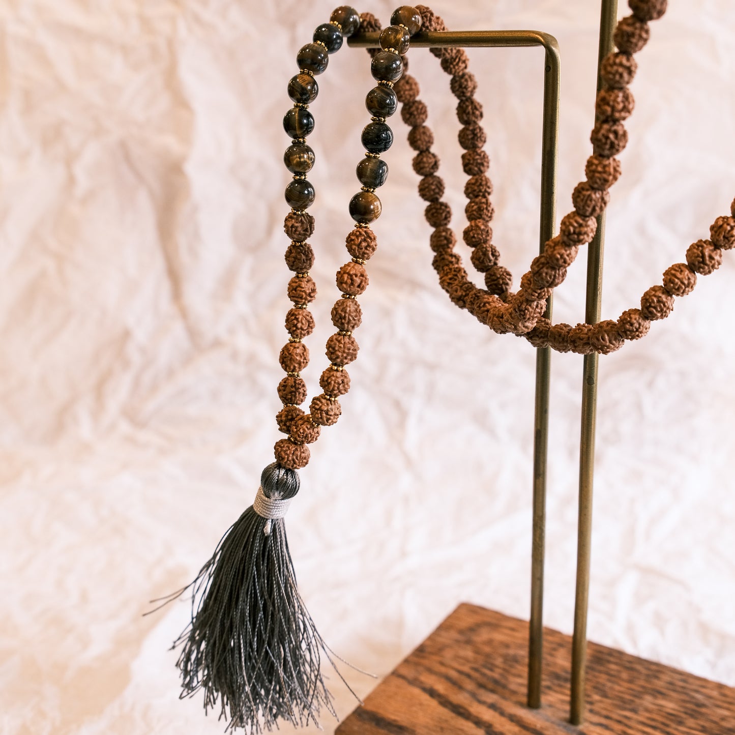 Rudraksha mala with labradorite