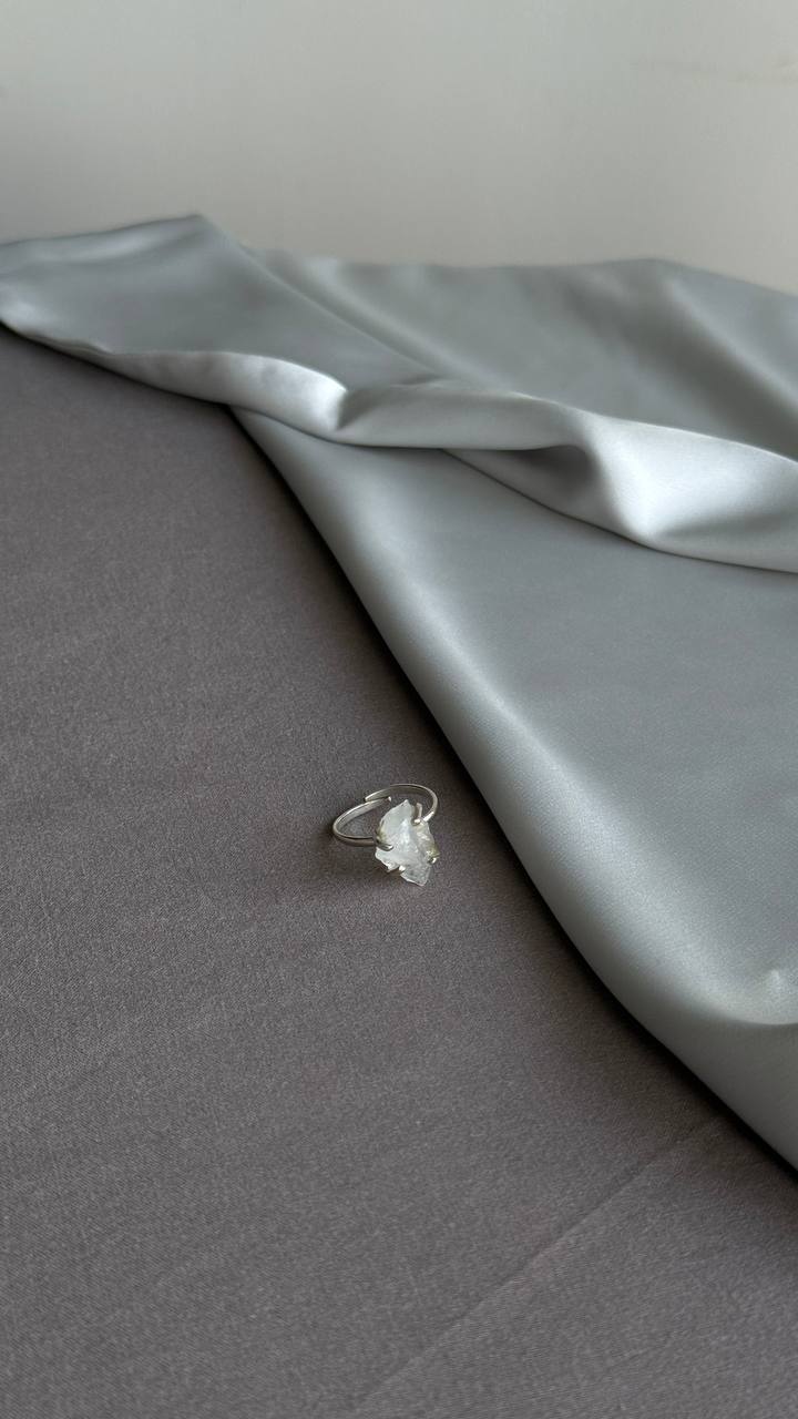 silver ring with raw stone |PURE| jewelry