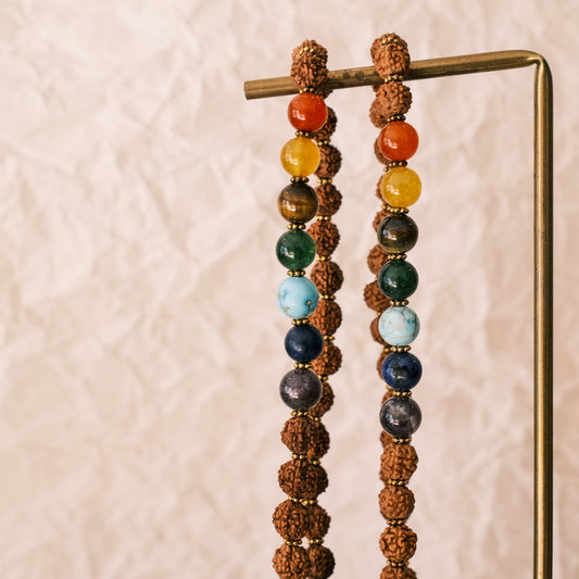 7 Chakra Rudraksha and Stone mala