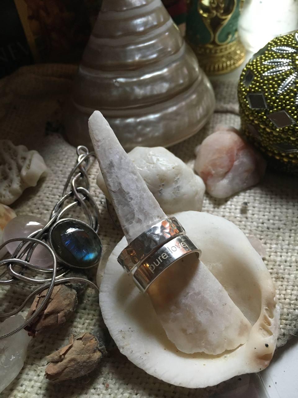 ring with engraving
“PURE LOVE”