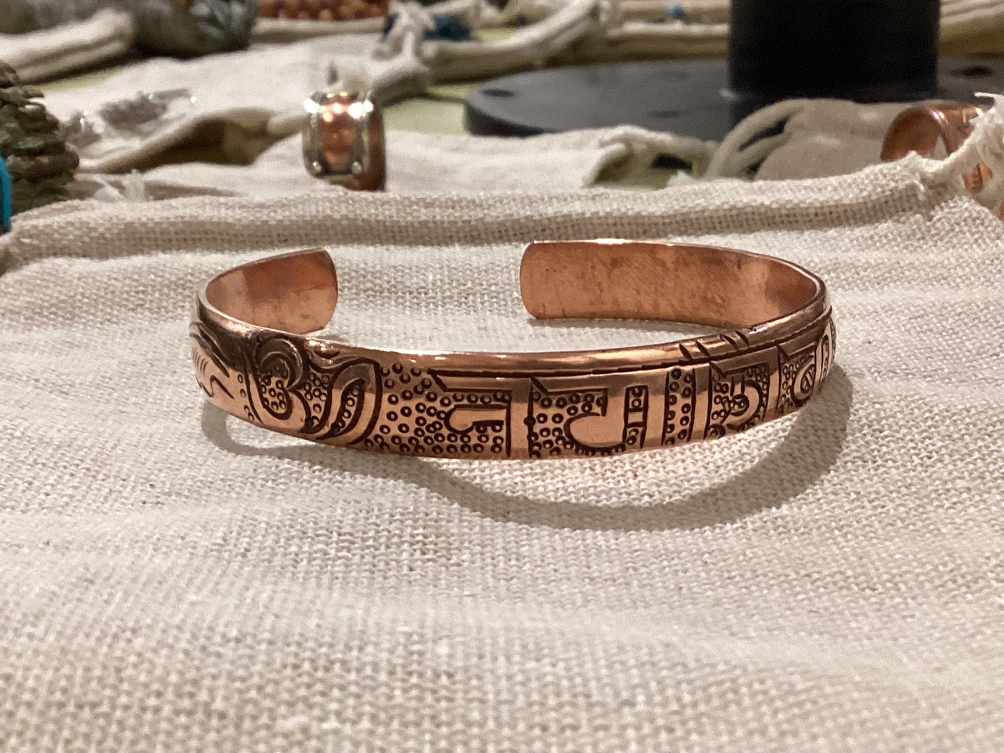 Mantra Copper Carving Bracelet