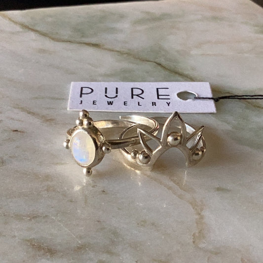 “Island princess” set of 4 rings with stones and silver | PURE